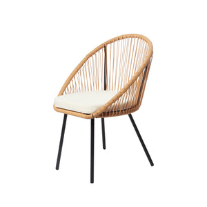 Set di mobili da giardino a 4 posti in rattan naturale con cuscini beige Poltrona Ravello a zaino