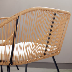Set di mobili da giardino a 4 posti in rattan naturale con cuscini beige Struttura cablata Ravello