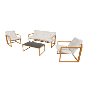 Salotto da giardino 5 posti contemporaneo marrone e beige Rabat — packshot set completo