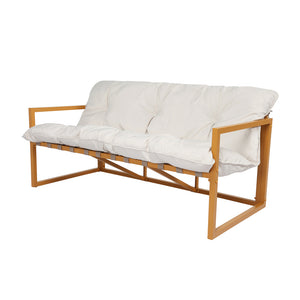 Salotto da giardino 5 posti contemporaneo marrone e beige Rabat — packshot divano 3 posti