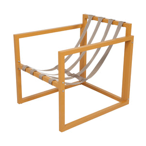 Salotto da giardino 5 posti contemporaneo marrone e beige Rabat — struttura poltrona