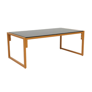 Salotto da giardino 5 posti contemporaneo marrone e beige Rabat — packshot tavolo