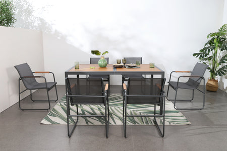 Foto ambientata del salotto da giardino Foggia 6 posti antracite e legno