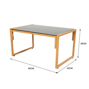 Salotto da giardino 8 posti effetto rattan rattan naturale e bianco Turini — dimensioni tavolo