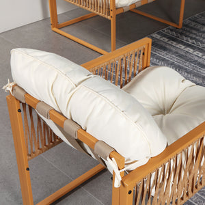 Salotto da giardino 8 posti effetto rattan rattan naturale e bianco Turini — cuscini spessi e confortevoli