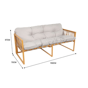 Salotto da giardino 8 posti effetto rattan rattan naturale e grigio chiaro Turini — dimensioni divano