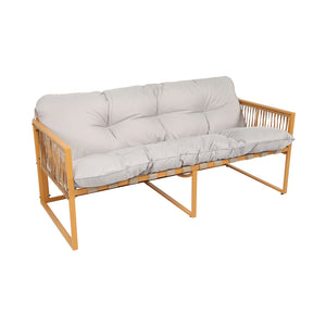 Salotto da giardino 8 posti effetto rattan rattan naturale e grigio chiaro Turini — packshot divano 3 posti