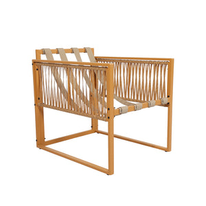 Salotto da giardino 8 posti effetto rattan rattan naturale e grigio chiaro Turini — packshot struttura poltrona