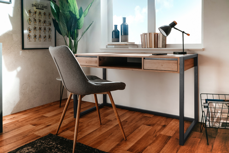 Scrivania industriale con 2 cassetti in legno Kotor Concept U