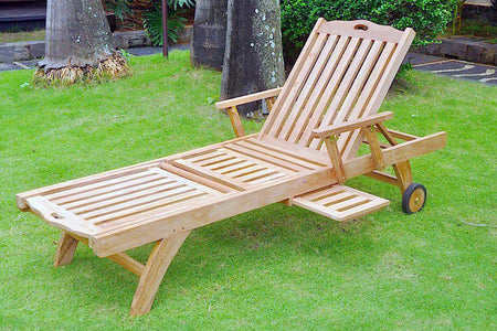 Sdraio in teak massello con ruote e braccioli Egadi