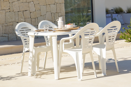 sedia rettangolare in resina bianca per mobili da giardino concept u