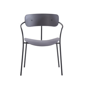 Set di 2 sedie in legno grigio scuro e metallo nero Alexia packshot 2 sedie packshot vista frontale