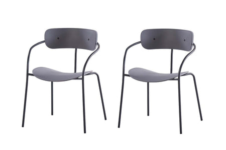 Set di 2 sedie in legno grigio scuro e metallo nero Alexia packshot 2 sedie