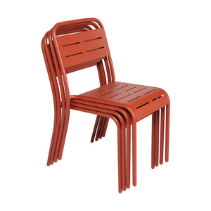 Set da pranzo da giardino 4 posti terracotta Bergame — sedie impilabili