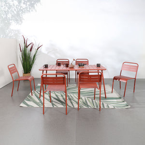 Set da pranzo da giardino 6 posti terracotta Bergame — vista frontale