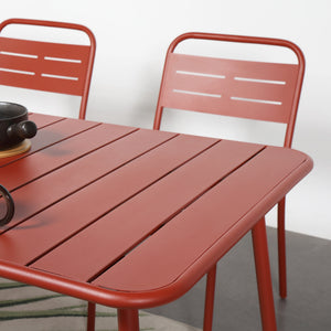 Set da pranzo da giardino 6 posti terracotta Bergame — tavolo con bordi arrotondati