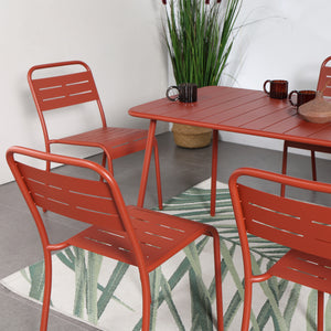 Set da pranzo da giardino 6 posti terracotta Bergame — abbinamento tavolo e sedie
