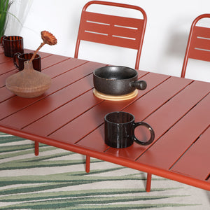Set da pranzo da giardino 6 posti terracotta Bergame — zoom struttura in acciaio idrorepellente