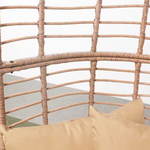set da esterno con poltrona su gambe effetto rattan e poggiapiedi cuscino di grandi dimensioni beige set zoom in resina concept u