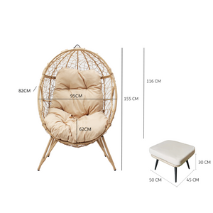 set da esterno poltrona su gambe effetto rattan e poggiapiedi con cuscino beige dimensioni del pacchetto concept u