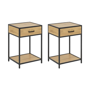 set di 2 comodini in legno e metallo factory sfondo bianco nuovo visuale