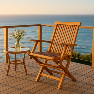 set di 2 poltrone pieghevoli da giardino in teak grezzo massiccio atmosfera concept u