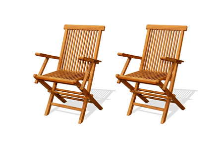 set di 2 poltrone pieghevoli da giardino in teak grezzo massiccio formato paesaggio concept u