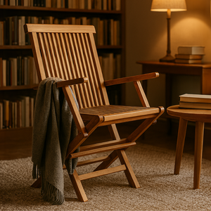 set di 2 poltrone pieghevoli da giardino in teak grezzo massiccio stile per interni concept u
