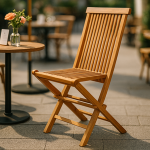 set di 2 sedie pieghevoli da giardino in teak grezzo massiccio da caffetteria concept u