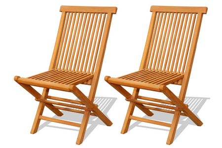 set di 2 sedie pieghevoli da giardino in teak grezzo massiccio formato paesaggio concept u