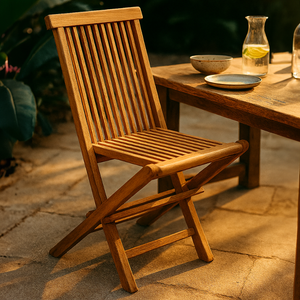 set di 2 sedie pieghevoli da giardino in teak grezzo massiccio per esterni concept u