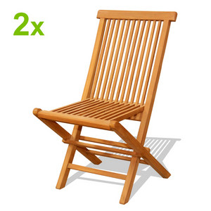 set di 2 sedie pieghevoli da giardino in teak grezzo massiccio sfondo bianco visuale 1 concept u