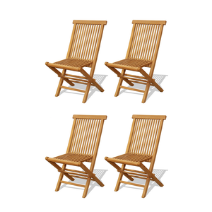set di 4 sedie pieghevoli da giardino in teak massello oliato sfondo bianco set di 4 sedie concept u