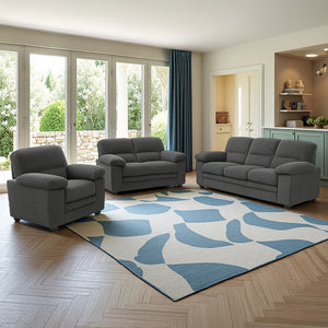 set di divani in velluto a coste grigio con scena di Lincoln concept u