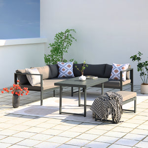 set di mobili da giardino Marbella grigio a 6 posti concept u