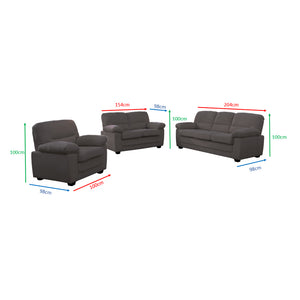 set divano in velluto a comoda Lincoln grigio dimensioni concept u
