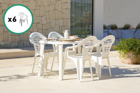 set tavolo 6 sedie bianco atlantica silla ambiente concept u