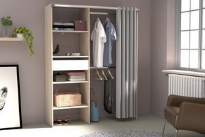 spogliatoio in legno con tenda bali rettangolo concept u
