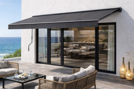 Tende da sole manuale 3,95 x 2,5 m in alluminio con telo grigio - ADRO