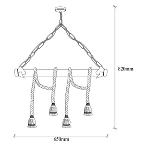 Lampada a sospensione 4 lampade legno e corde Loane Dimensioni concept u