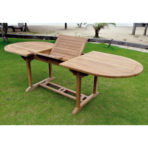 Tavolo da giardino ovale in teak Kajang 
sfondo bianco concept u