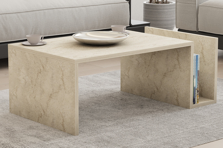 Tavolino Melmo in legno rettangolare effetto pietra