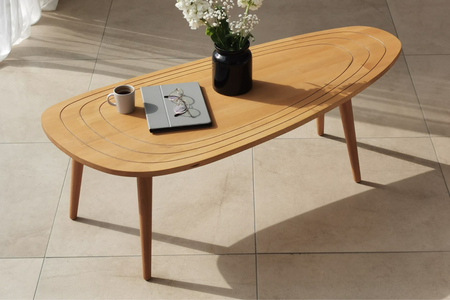 Tavolino rettangolare Rana in legno chiaro