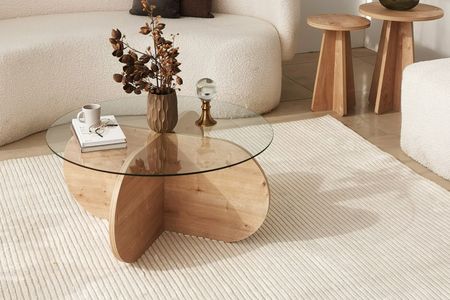 tavolino ribe rettangolare in vetro e legno