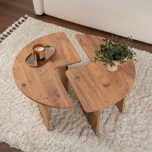 tavolino da caffe rotondo duo piano in pino azur concept u