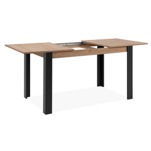 tavolo allungabile legno e tolosa nero fondo bianco 3 quarti aperta concept u