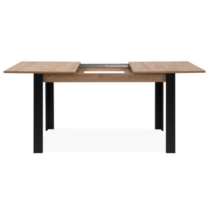 tavolo allungabile legno e tolosa nero fondo bianco aperrta frontale concept u