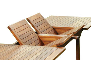 Tavolo allungibile da giardino teak 8 sedie e 2 poltrone rettangolare Lubok