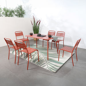 Tavolo da pranzo da giardino 4-6 posti 120x70 cm terracotta Bergame — con set di 6 sedie