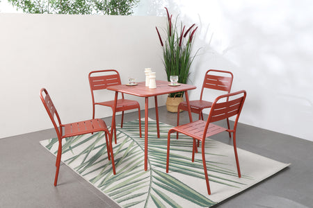 Tavolo da pranzo da giardino 4 posti 70x70 cm terracotta Bergame — foto ambientata